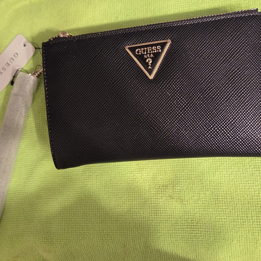 Guess Black Wallet with Gold Logo